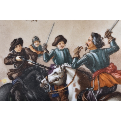 229 - A VERY LARGE 19TH CENTURY AUSTRIAN VIENNA PORCELAIN CHARGER painted with military battle scenes. 55 ... 