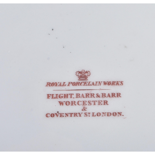 23 - FOUR EARLY 19TH CENTURY FLIGHT BARR & BARR  WORCESTER ARMORIAL PLATES in various forms and sizes. La... 