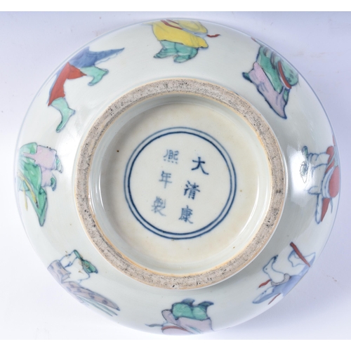 234 - A 17TH/18TH CENTURY CHINESE EXPORT CLOBBERED IMARI DISH Kangxi/Yongzheng, together with a doucai imm... 