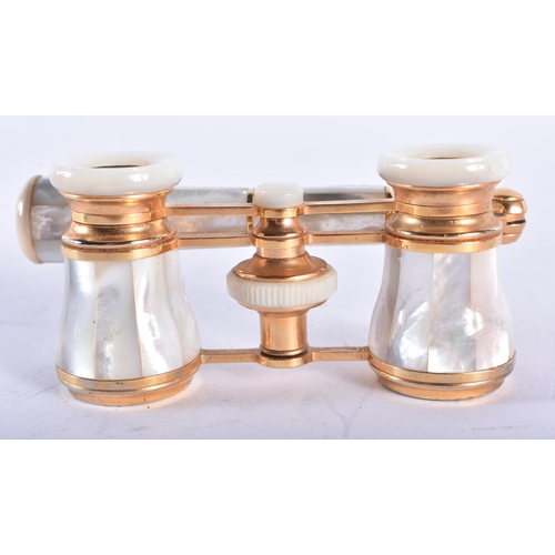 267 - A PAIR OF MOTHER OF PEARL OPERA GLASSES. 18 cm x 9 cm.