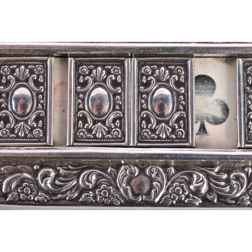 272 - AN EDWARDIAN SILVER BRIDGE MARKER. Chester 1905. 37 grams overall. 4.5 cm x 8.25 cm.