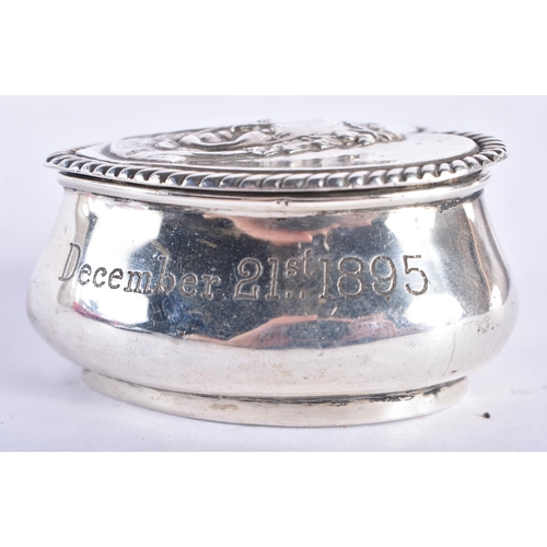 278 - A RARE ENGLISH SILVER 'CHARLIE'S AUNT' SNUFF BOX together with another silver box. 55 grams. Largest... 