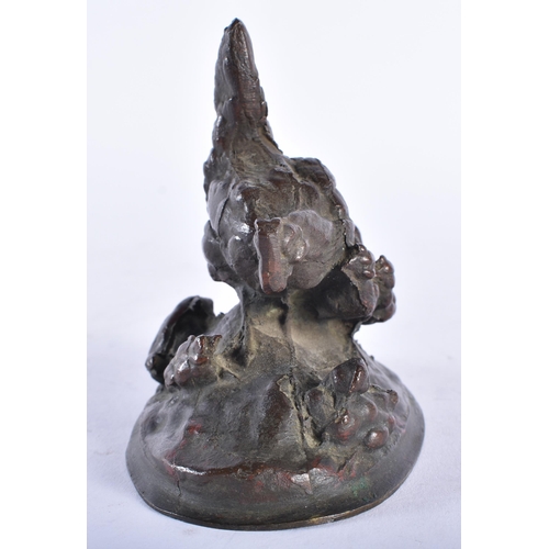 284 - Early 20th Century Small Bronze Chicken & Chicks Model Ornament. 10 cm x 8 cm.