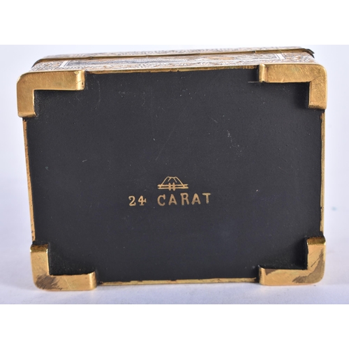 293 - Fujii Yoshitoyo Nunome Zogan Meiji Period Damascene Gold Plated Trinket Box. 6.5 cm x 5 cm.