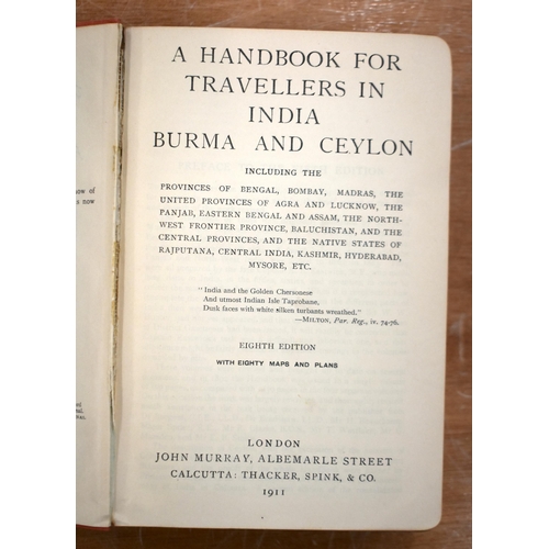 309 - Travel. Murrays Handbook for Travellers in India, Burma and Ceylon. Eighth Edition. Contains Maps, ... 