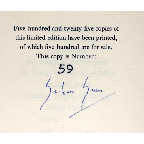 311 - The Great Jowett by Graham Greene. First Edition 1981. Slim octavo, 21 x 13 cm, signed by the author... 