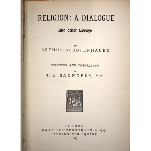 314 - Religion by Arthur Schopenhauer. First UK Edition with 4 page letter from the translator TB Saunders... 