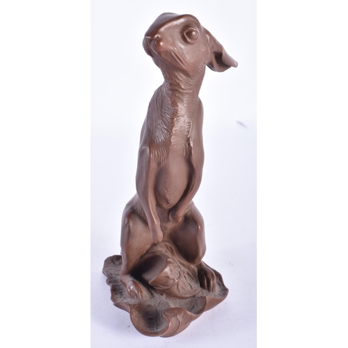 334 - A MEISSEN BOTTGER STONEWARE FIGURE OF A HARE. 17 cm high.