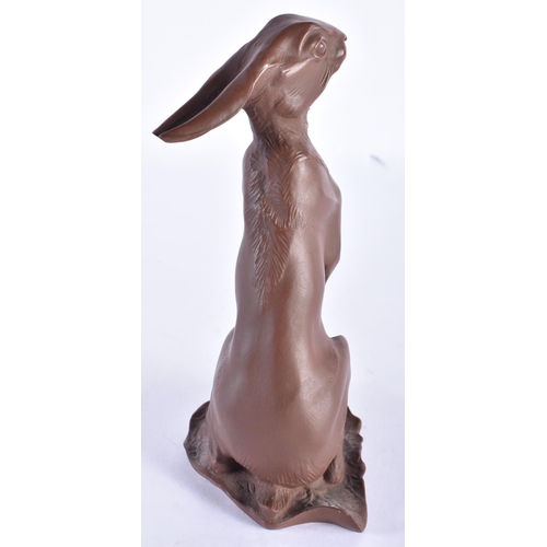 334 - A MEISSEN BOTTGER STONEWARE FIGURE OF A HARE. 17 cm high.