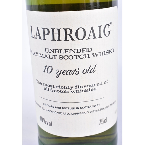 335 - 80S VINTAGE LAPHROAIG UNBLENDED 10 YEAR OLD SINGLE MALT original box and tin.