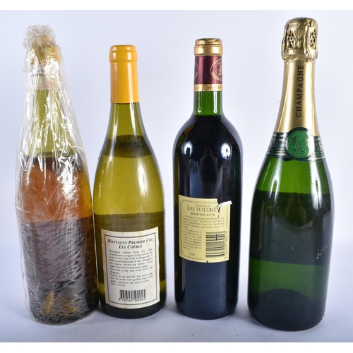 338 - FIVE BOTTLES including Vincent Jacoulot, Montagny 2004, Château Les Tuileries 1998, Zelli Champagne,... 