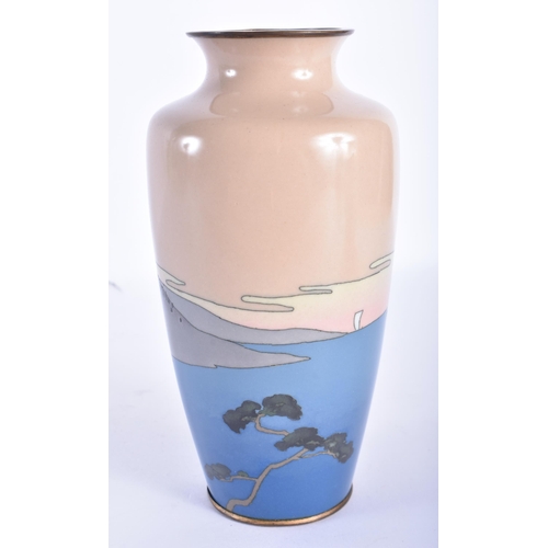 352 - A RARE EARLY 20TH CENTURY JAPANESE MEIJI PERIOD CLOISONNE ENAMEL VASE After Hiroshige, 53 Tokaido St... 