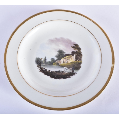 35 - A RARE EARLY 19TH CENTURY CHAMBERLAINS WORCESTER STEEPLECHASE PLATE together with two other Flight B... 