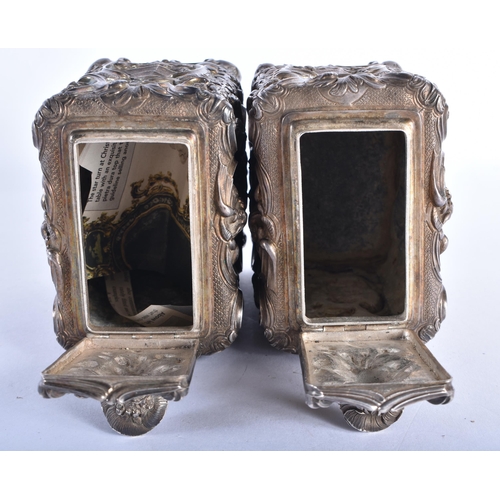 390 - A FINE PAIR OF GEORGE III SILVER CHINOISERIE TEA CADDIES by Thomas Pitts I, After Paul De Lamerie, d... 