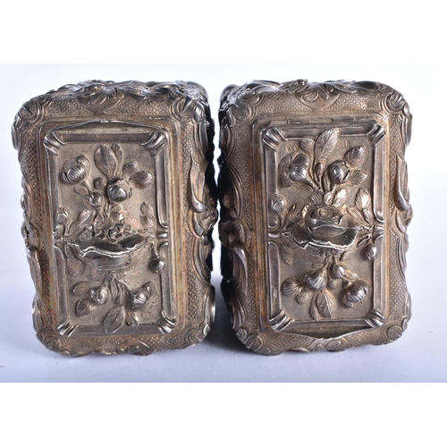 390 - A FINE PAIR OF GEORGE III SILVER CHINOISERIE TEA CADDIES by Thomas Pitts I, After Paul De Lamerie, d... 