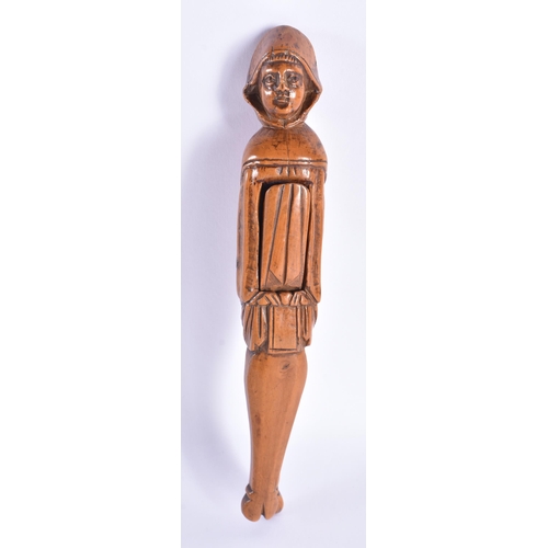 396 - TWO PAIRS OF 18TH CENTURY CONTINENTAL CARVED TREEN WOOD NUT CRACKERS one formed as a standing figure... 