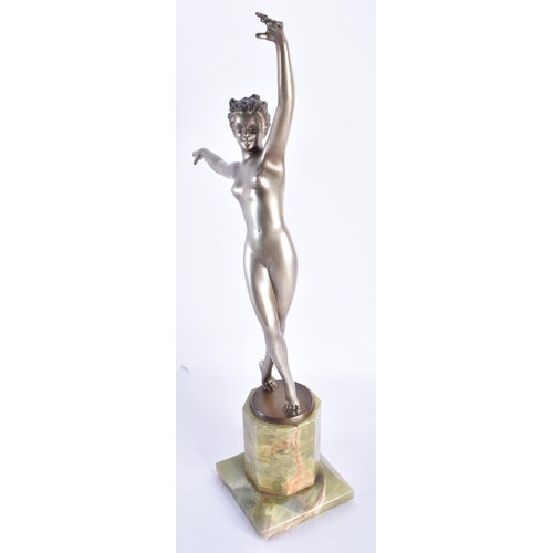 397 - Josef Lorenzl (Austrian, 1892 ~ 1950) Bronze, Art Deco Dancer, Onyx base. 39 cm high. Note: Lorenzl ... 