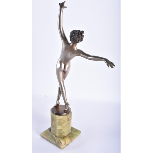 397 - Josef Lorenzl (Austrian, 1892 ~ 1950) Bronze, Art Deco Dancer, Onyx base. 39 cm high. Note: Lorenzl ... 