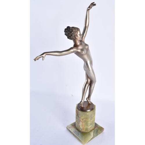 397 - Josef Lorenzl (Austrian, 1892 ~ 1950) Bronze, Art Deco Dancer, Onyx base. 39 cm high. Note: Lorenzl ... 