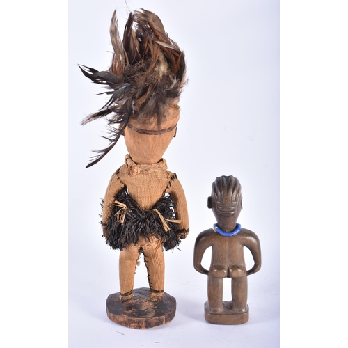 429 - TWO AFRICAN TRIBAL CARVED WOOD FIGURES Pende & Togo. Largest 39 cm high. (2)