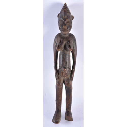 430 - TWO AFRICAN TRIBAL CARVED WOOD ARTEFACTS Senufo. Largest 45 cm long. (2)