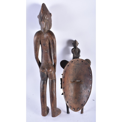 430 - TWO AFRICAN TRIBAL CARVED WOOD ARTEFACTS Senufo. Largest 45 cm long. (2)