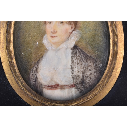 434 - European School (19th Century) Watercolour, Female portrait. 13 cm x 10 cm.