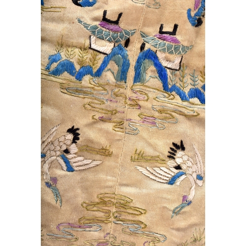 435 - AN EARLY 20TH CENTURY CHINESE SILK PANEL etc. (3)