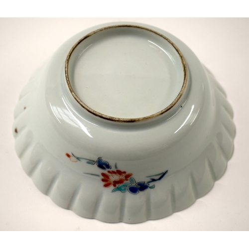 461 - A 19TH CENTURY JAPANESE MEIJI PERIOD FLUTED KAKIEMON BOWL together with an imari plate. Largest 21 c... 