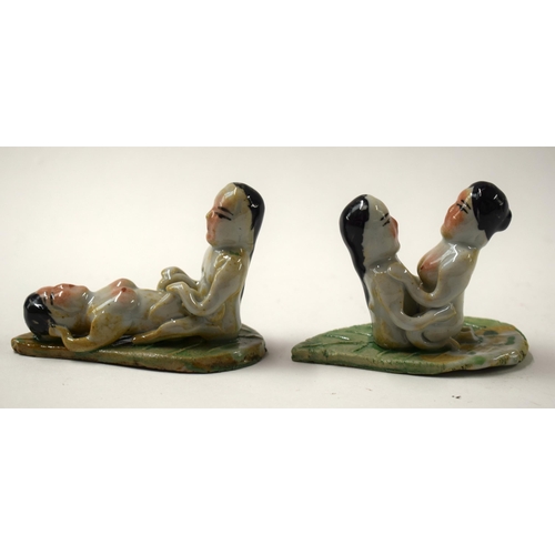 470 - SIX CHINESE REPUBLICAN PERIOD EROTIC PORCELAIN FIGURES. Largest 7 cm wide. (6)