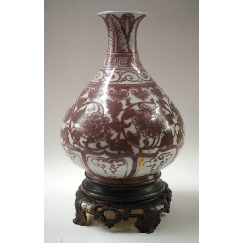 494 - A CHINESE UNDERGLAZE COPPER RED GLAZED PORCELAIN VASE possibly Qing dynasty. 28 cm high.