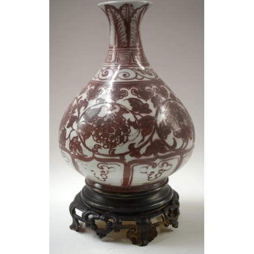 494 - A CHINESE UNDERGLAZE COPPER RED GLAZED PORCELAIN VASE possibly Qing dynasty. 28 cm high.