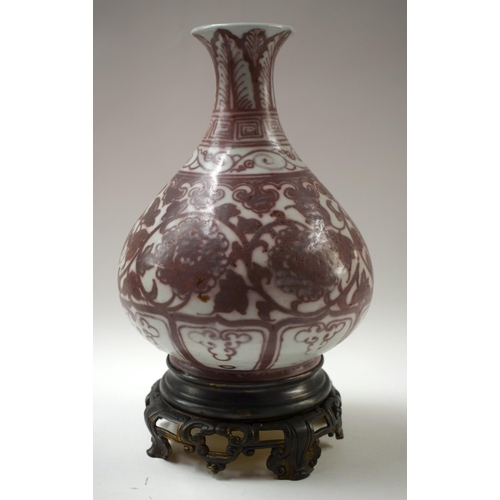 494 - A CHINESE UNDERGLAZE COPPER RED GLAZED PORCELAIN VASE possibly Qing dynasty. 28 cm high.