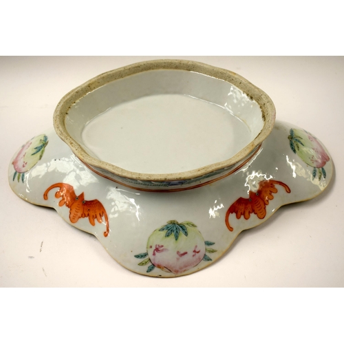 496 - A LATE 19TH CENTURY CHINESE FAMILLE ROSE PORCELAIN DISH together with a similar bowl. Largest 27 cm ... 