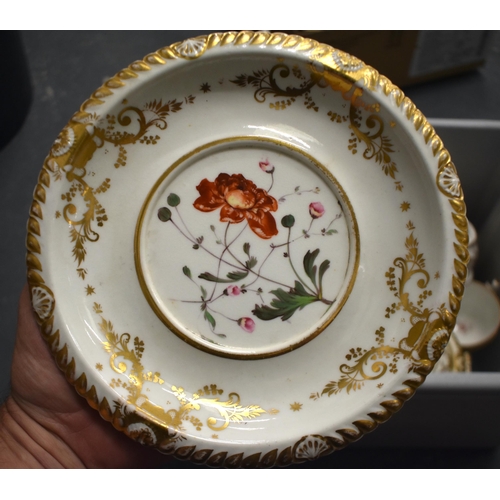 51 - AN EARLY 19TH CENTURY CHAMBERLAINS WORCESTER TEASET painted with flowers. (qty)