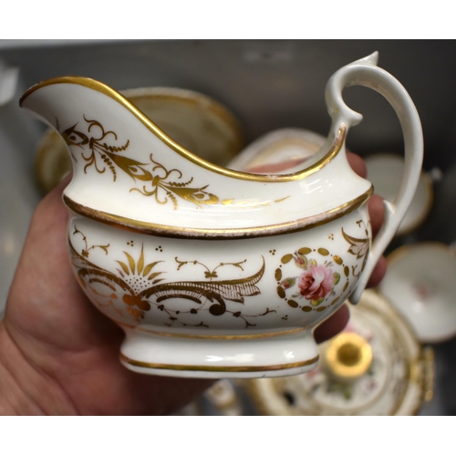 51 - AN EARLY 19TH CENTURY CHAMBERLAINS WORCESTER TEASET painted with flowers. (qty)