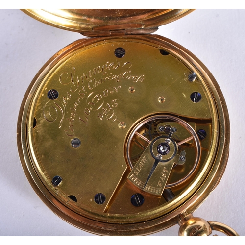 531 - A RARE ANTIQUE 18CT GOLD PUSH PULL POCKET WATCH the dial signed Des Granges, Charing Cross London. 8... 