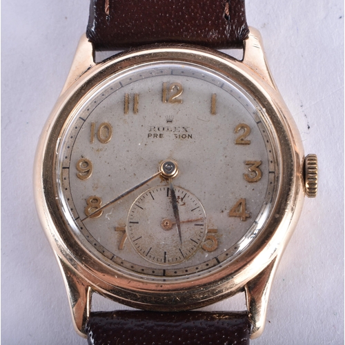 542 - A RARE 9 CARAT GOLD CASED VINTAGE ROLEX WRISTWATCH with raised gilt numerals, the back case stamped ... 