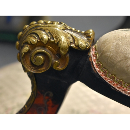 546 - A RARE AND UNUSUAL FRENCH NAPOLEON III TORTOISESHELL BOULLE INLAID CHAIR mounted with beautiful bron... 