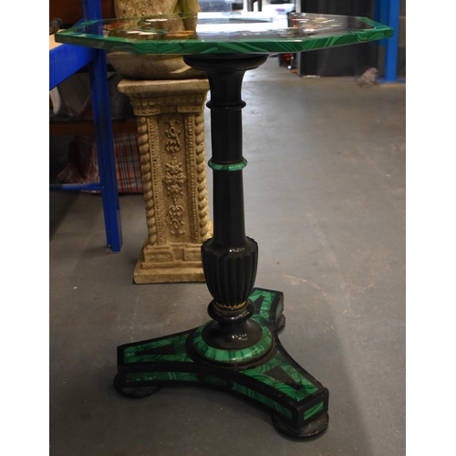 549 - A FINE MID 19TH CENTURY DERBYSHIRE MARBLE MALACHITE AND HARDSTONE INLAID TABLE upon ebonised support... 