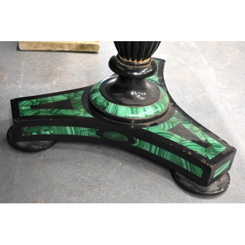 549 - A FINE MID 19TH CENTURY DERBYSHIRE MARBLE MALACHITE AND HARDSTONE INLAID TABLE upon ebonised support... 