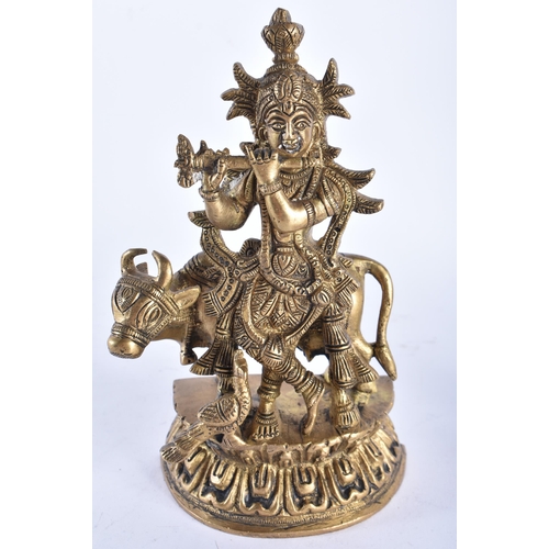 554 - TWO INDIAN BRONZE DEITIES. Largest 18 cm x 10 cm. (2)