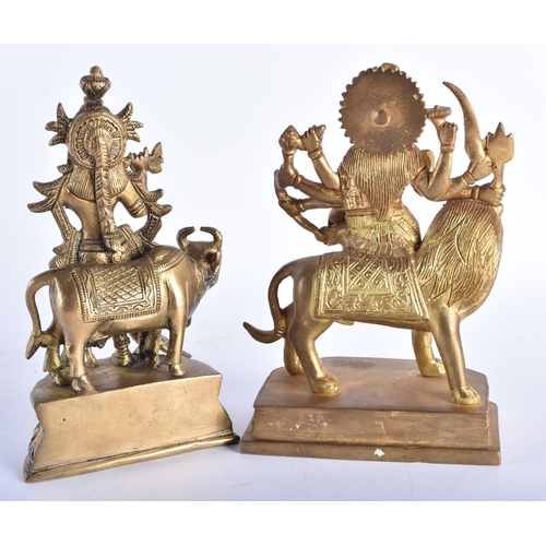 554 - TWO INDIAN BRONZE DEITIES. Largest 18 cm x 10 cm. (2)