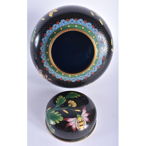 557 - A 19TH CENTURY CHINESE CLOISONNE ENAMEL GINGER JAR AND COVER Late Qing. 20 cm x 12 cm.