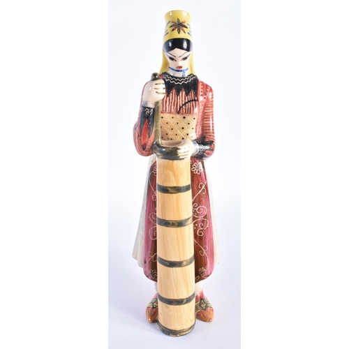 570 - A PAIR OF HUNGARIAN FISCHER RETICULATED POTTERY EWERS together with another vintage ceramic figure. ... 