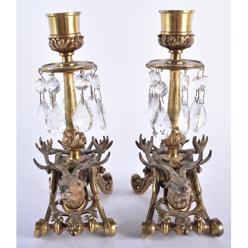 575 - A RARE PAIR OF 19TH CENTURY AUSTRIAN COLD PAINTED BRONZE CANDLESTICK LUSTRES Attributed to Franz Xav... 