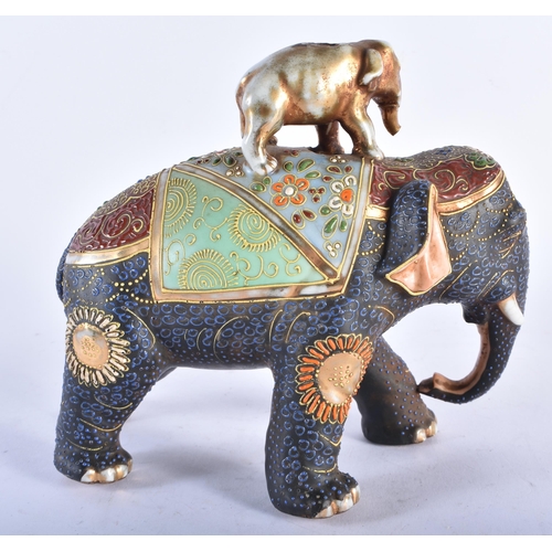 578 - A LATE 19TH/20TH CENTURY JAPANESE MEIJI PERIOD SATSUMA FIGURE OF AN ELEPHANT. 18 cm x 16 cm.