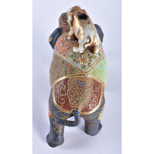 578 - A LATE 19TH/20TH CENTURY JAPANESE MEIJI PERIOD SATSUMA FIGURE OF AN ELEPHANT. 18 cm x 16 cm.