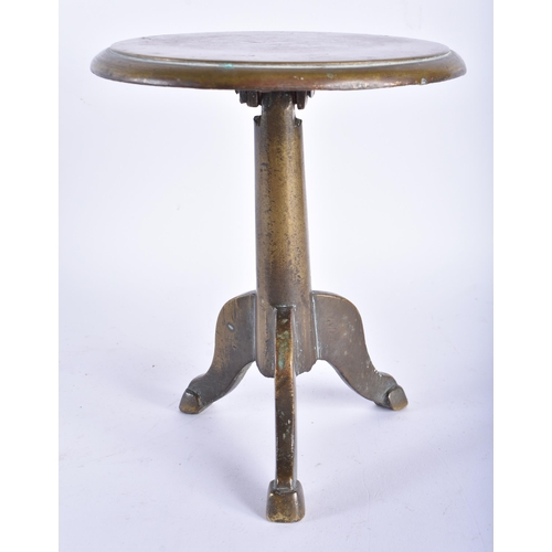 589 - A LOVELY GEORGE III BRONZE MINIATURE DISPLAY STAND TILT TOP TABLE. 15 cm x 15 cm.