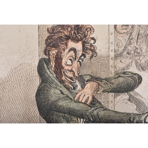 597 - A HUMOROUS 18TH CENTURY FRAMED ETCHING by J Mclean, entitled Oh Yes Believe Me Love Has Eyes. 42 cm ... 